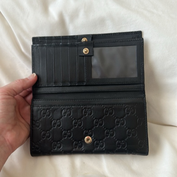 GUCCI 🖤Guccisima Double flap leather wallet Authentic Rare GG Beautiful - Picture 4 of 16